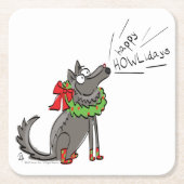 Wolf KerstHappy Howlidays Funny Kartonnen Onderzetters (Voorkant)