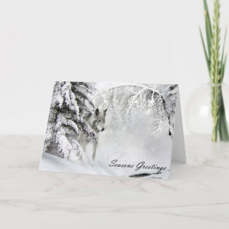 wolf-kerstkaart feestdagen kaart