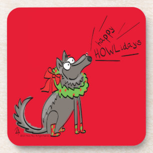 Wolf Kerstmis Funny Cute Kinderen Bier Onderzetter