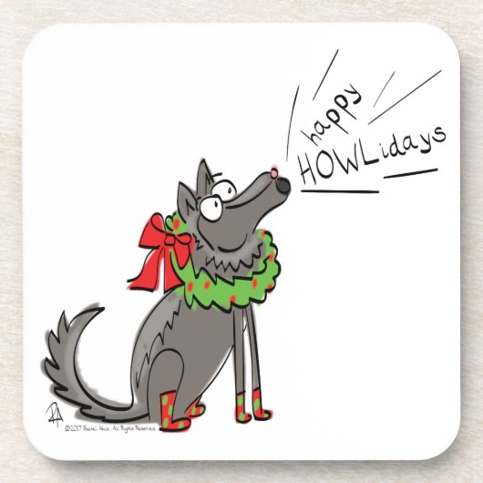 Wolf Kerstmis Funny Cute Kinderen Bier Onderzetter (Voorkant)