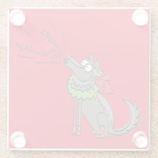 Wolf Kerstmis Funny Cute Kinderen Glazen Onderzetter (Achterkant)