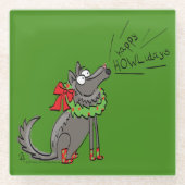 Wolf Kerstmis Funny Cute Kinderen Glazen Onderzetter (Voorkant)