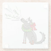 Wolf Kerstmis Funny Cute Kinderen Glazen Onderzetter (Achterkant)