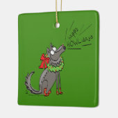 Wolf Kerstmis Funny Cute Kinderen Keramisch Ornament (Links)