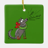 Wolf Kerstmis Funny Cute Kinderen Keramisch Ornament (Voorkant)