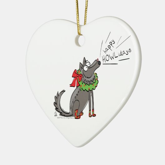 Wolf Kerstmis Funny Cute Kinderen Keramisch Ornament (Links)
