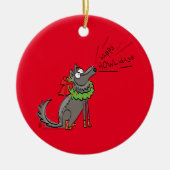 Wolf Kerstmis Funny Cute Kinderen Keramisch Ornament (Voorkant)