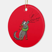 Wolf Kerstmis Funny Cute Kinderen Keramisch Ornament (Links)