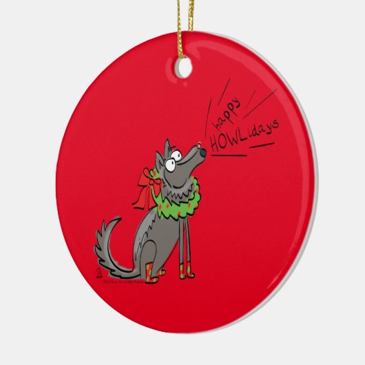 Wolf Kerstmis Funny Cute Kinderen Keramisch Ornament (Links)