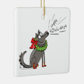 Wolf Kerstmis Funny Cute Kinderen Keramisch Ornament (Rechts)