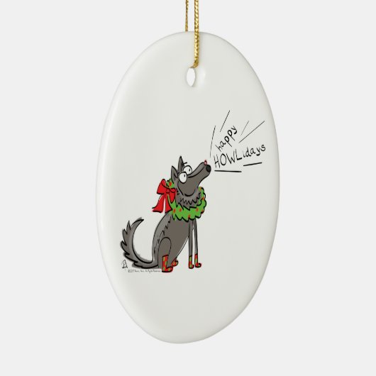Wolf Kerstmis Funny Cute Kinderen Keramisch Ornament (Rechts)