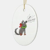 Wolf Kerstmis Funny Cute Kinderen Keramisch Ornament (Links)