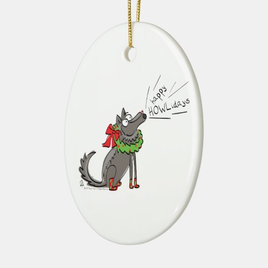 Wolf Kerstmis Funny Cute Kinderen Keramisch Ornament (Links)