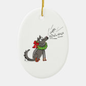 Wolf Kerstmis Funny Cute Kinderen Keramisch Ornament (Voorkant)