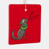 Wolf Kerstmis Funny Cute Kinderen Keramisch Ornament (Rechts)