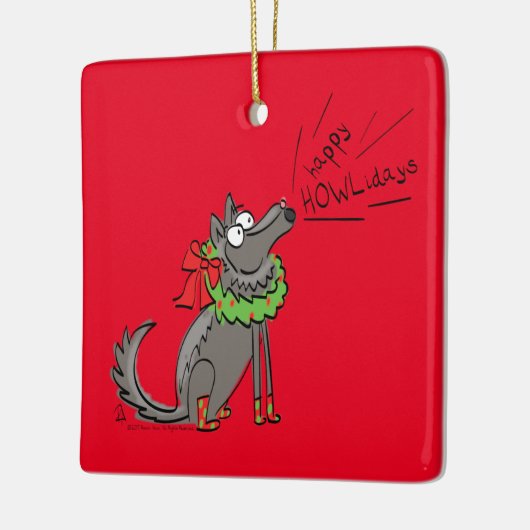 Wolf Kerstmis Funny Cute Kinderen Keramisch Ornament (Links)