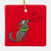 Wolf Kerstmis Funny Cute Kinderen Keramisch Ornament (Voorkant)