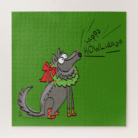 Wolf Kerstmis Funny Cute Kinderen Legpuzzel (Verticaal)