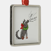 Wolf Kerstmis Funny Cute Kinderen Metalen Ornament (Rechts)