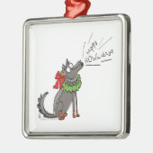 Wolf Kerstmis Funny Cute Kinderen Metalen Ornament (Links)