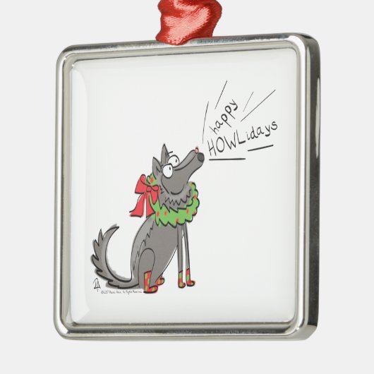 Wolf Kerstmis Funny Cute Kinderen Metalen Ornament (Links)