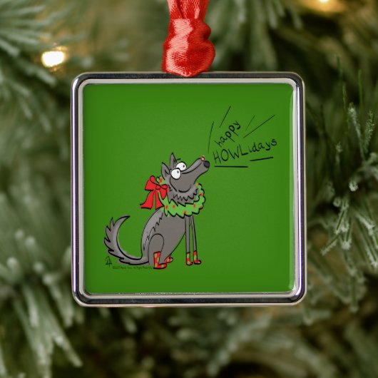 Wolf Kerstmis Funny Cute Kinderen Metalen Ornament (Boom)