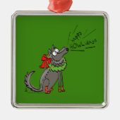 Wolf Kerstmis Funny Cute Kinderen Metalen Ornament (Voorkant)