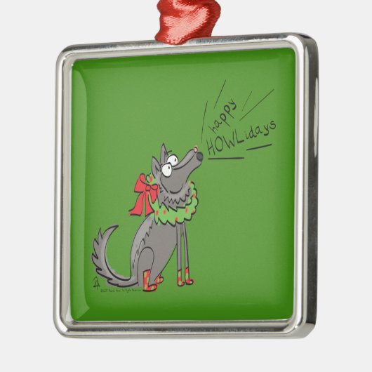 Wolf Kerstmis Funny Cute Kinderen Metalen Ornament (Links)