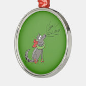 Wolf Kerstmis Funny Cute Kinderen Metalen Ornament (Links)