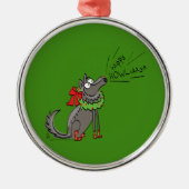 Wolf Kerstmis Funny Cute Kinderen Metalen Ornament (Voorkant)