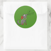 Wolf Kerstmis Funny Cute Kinderen Ronde Sticker (Tas)