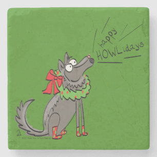 Wolf Kerstmis Funny Cute Kinderen Stenen Onderzetter