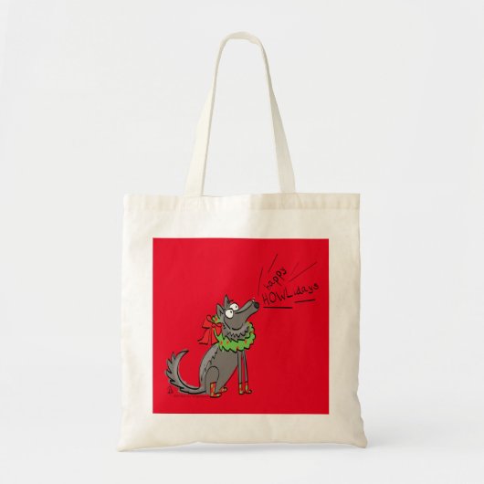 Wolf Kerstmis Funny Cute Kinderen Tote Bag (Voorkant)