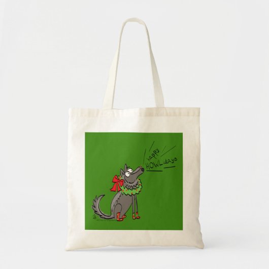 Wolf Kerstmis Funny Cute Kinderen Tote Bag (Voorkant)