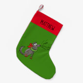 Wolf Kerstmis Funny Kinder Cute Kleine Kerstsok (Voorkant (Hangend))