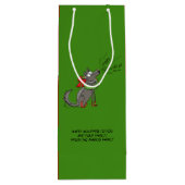 Wolf Kerstmis Funny Kinder Cute Wijn Cadeautas (Achterkant)