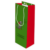 Wolf Kerstmis Funny Kinder Cute Wijn Cadeautas (Voorkant Gekanteld)