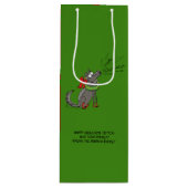 Wolf Kerstmis Funny Kinder Cute Wijn Cadeautas (Voorkant)