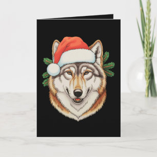 Wolf Kerstmis Xmas Kerstman Muts Dier Feestdag Kaart