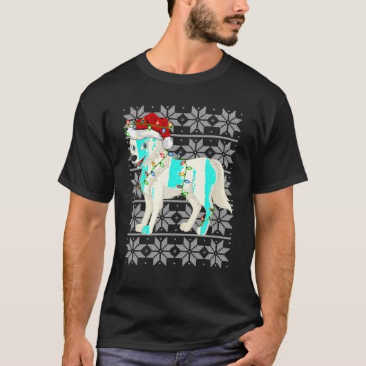 Wolf Kerstverlichting Santa Hoed Wolf Lelijke Kers T-shirt (Voorkant)