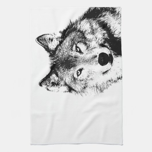 Wolf keukenhanddoek (Verticaal)