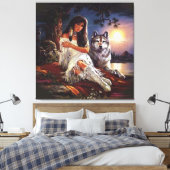 Wolf Kijk Canvas Afdruk (Insitu (Slaapkamer))