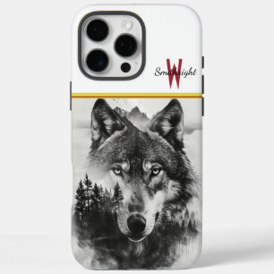 Wolf kijkt door mistig bos iPhone 16 pro max hoesje