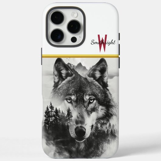 Wolf kijkt door mistig bos Case-Mate iPhone case (Achterkant)