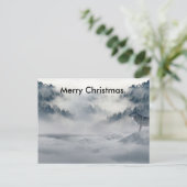 Wolf kijkt uit vrolijke kerstkaart. feestdagenkaart (Staand voorkant)