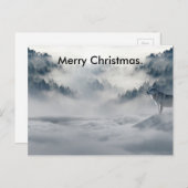 Wolf kijkt uit vrolijke kerstkaart. feestdagenkaart (Voorkant / Achterkant)