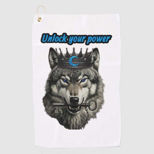 wolf king unlock your power golfhanddoek (Voorkant)