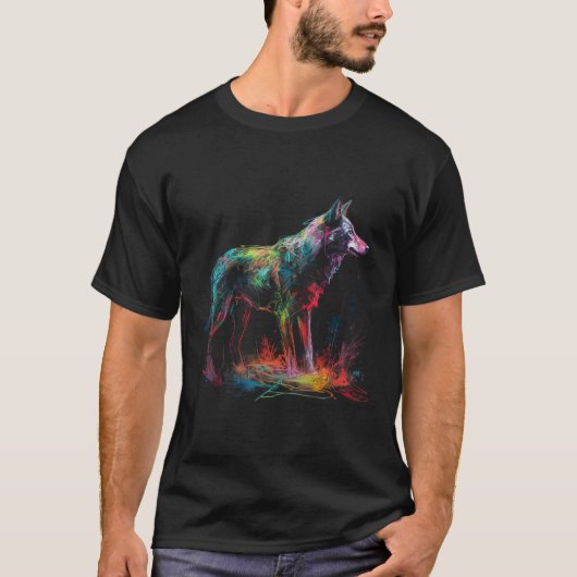 Wolf kleurrijke dier wolf t-shirt (Voorkant)