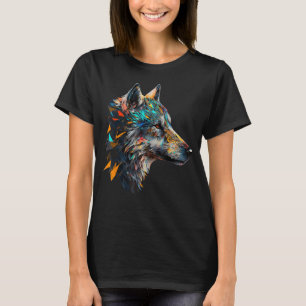 Wolf Kleurrijke Dierenprint Kunstwerk Polygon Wolf T-shirt