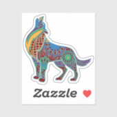 Wolf kleurrijke mandala dier sticker (Vel)